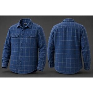 Patagonia Mens Fjord Flannel Shirt  MENS LARGE  Organic WINDOWPAINE BLUE GRAY